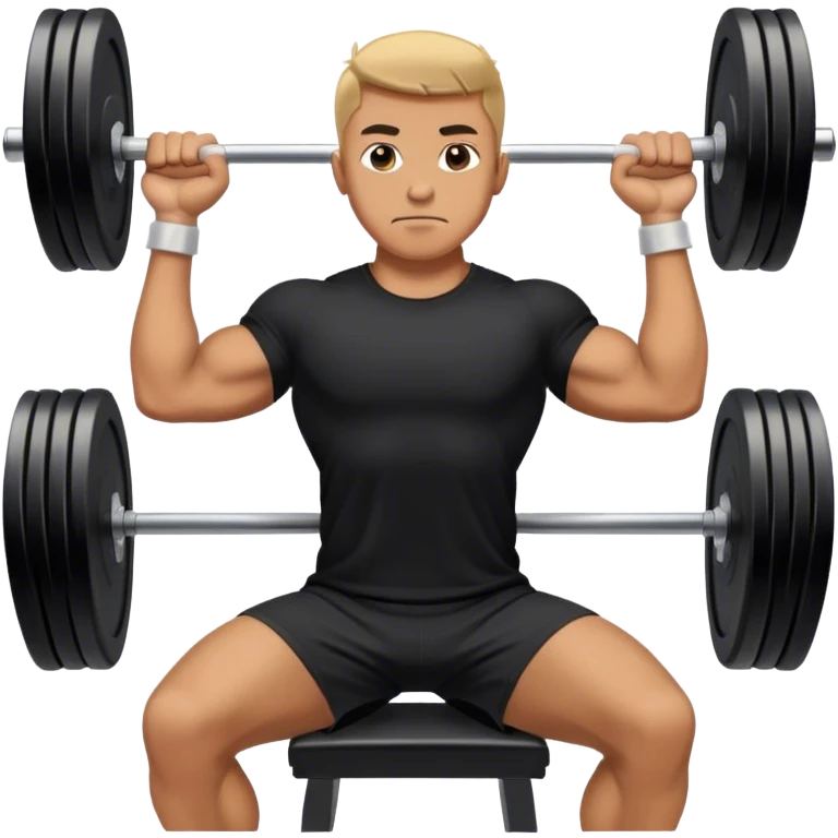 a man in a black T-shirt wants to bench press from chest emoji