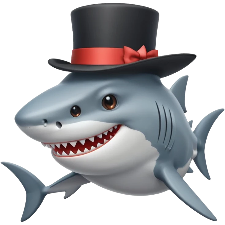 Shark with a top hat emoji