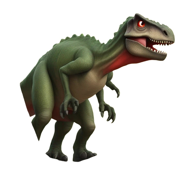 Dinosaur with red eyes in a tree emoji