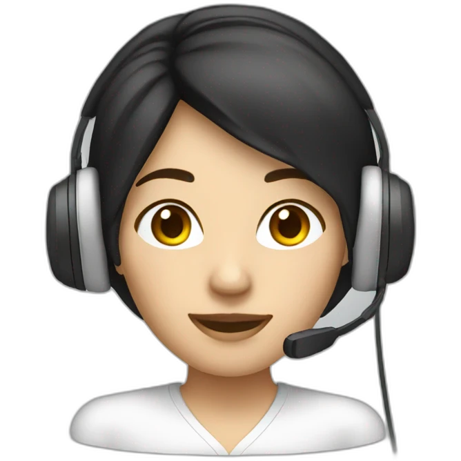 headset woman, dark hair emoji