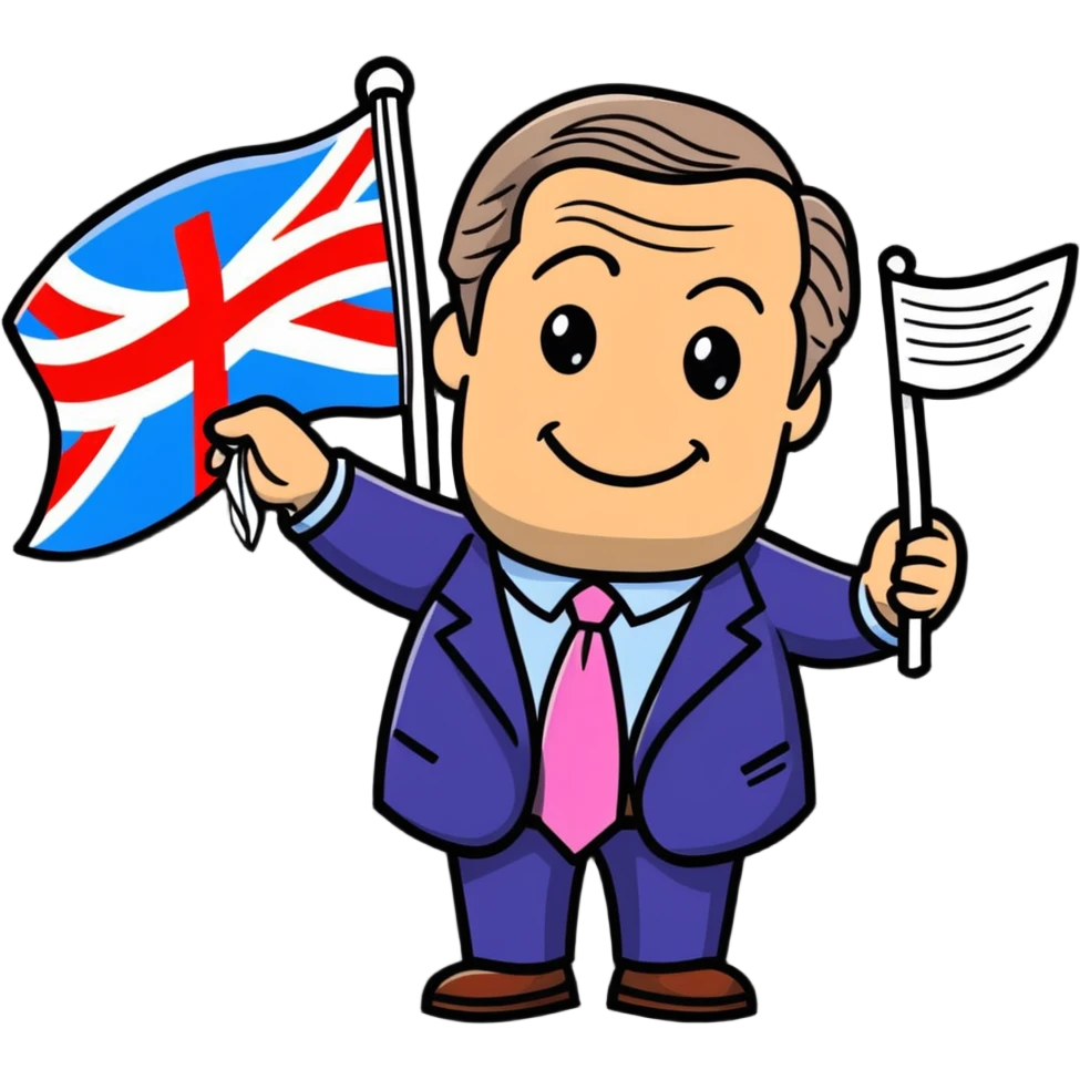 Nigel Farage waving a flag emoji