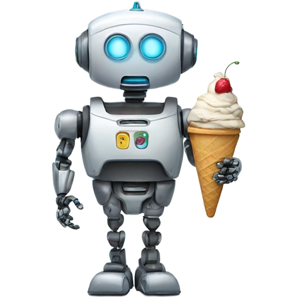 Robot with ice cream emoji