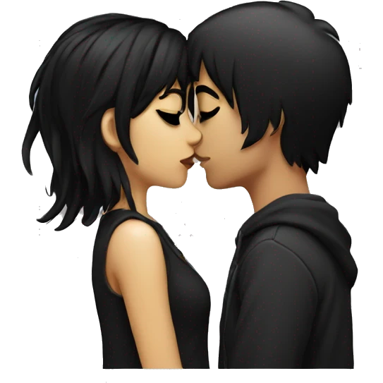Black haired emo couple kissing  emoji