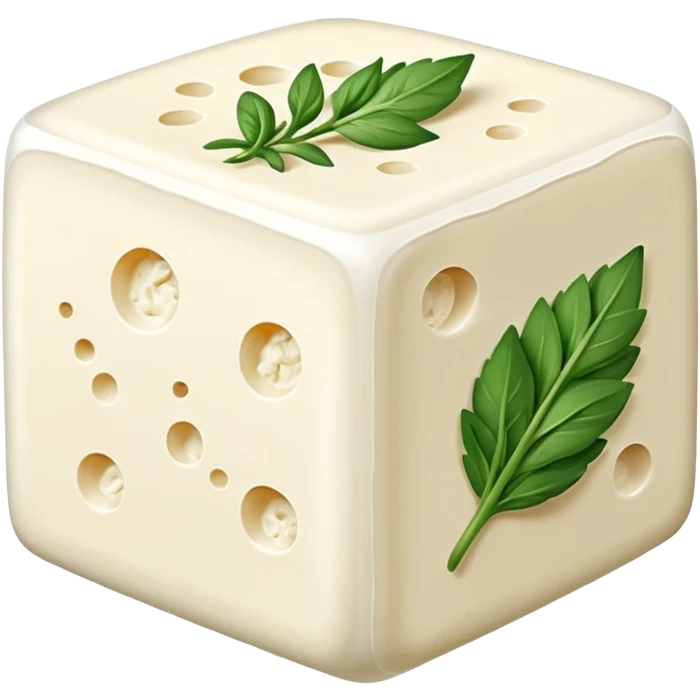 cube of Boursin cheese, soft creamy texture, subtle herbed details, simple clean design emoji