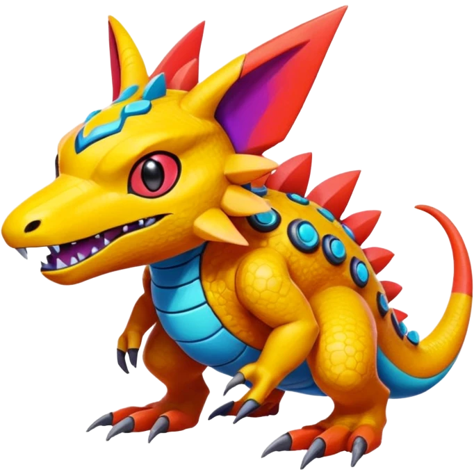  colorful modern Fakémon-Pokémon-Digimon-Vernid-creature (full body) emoji