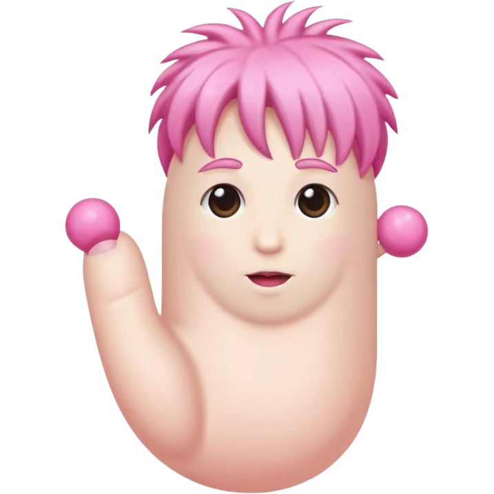 hand on big penis with pink tip and hair balls emoji