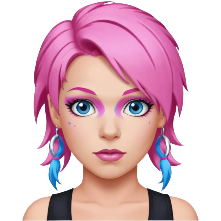 P!nk Singer with pink hair, blue eyes emoji