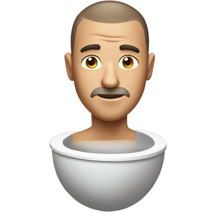 A man with a buzzcut just his head sticking out of a toilet  emoji