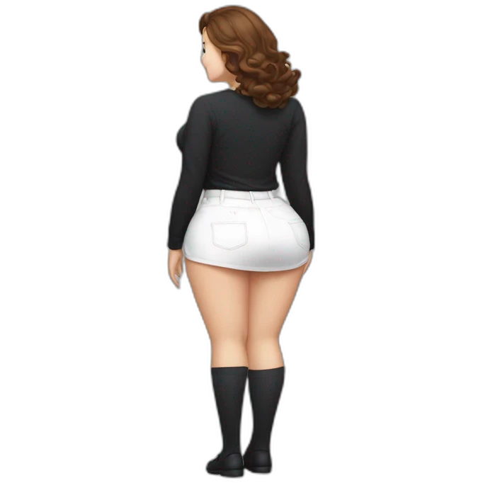 full-body-back-view-curvy-caucasian-beauty-black-skirt-lifted-by-the-wind-white-knickers and long socks emoji