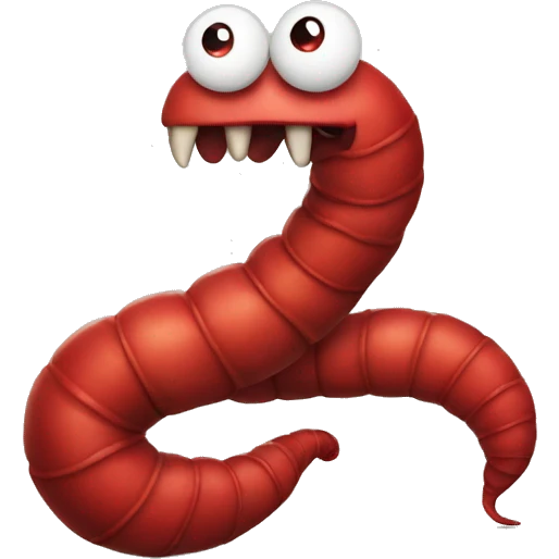 A very angry red worm emoji