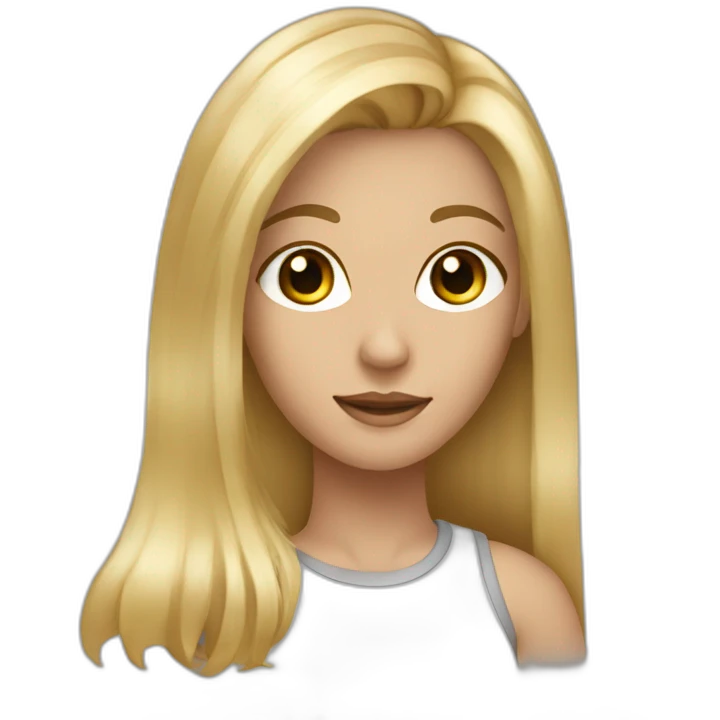a blonde girl with highlights, long har, and a square head shape emoji