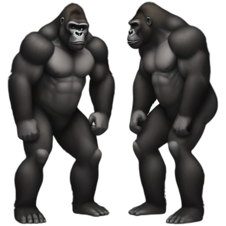 Buff Gorilla helping Kim Kardashian to do squats emoji