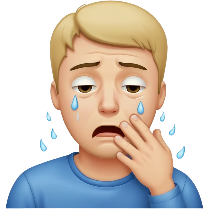 Guy choking himself while crying emoji