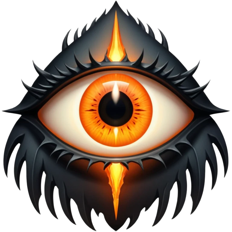 Eye of Sauron with vertical slit pupil, glowing orange iris, set in a dark tower of Mordor. emoji