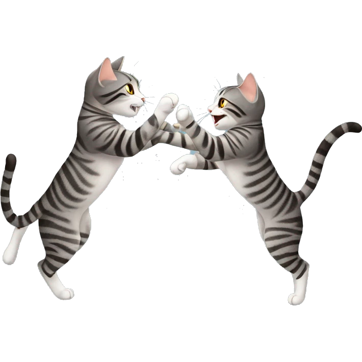 two gray tabby cats fighting emoji