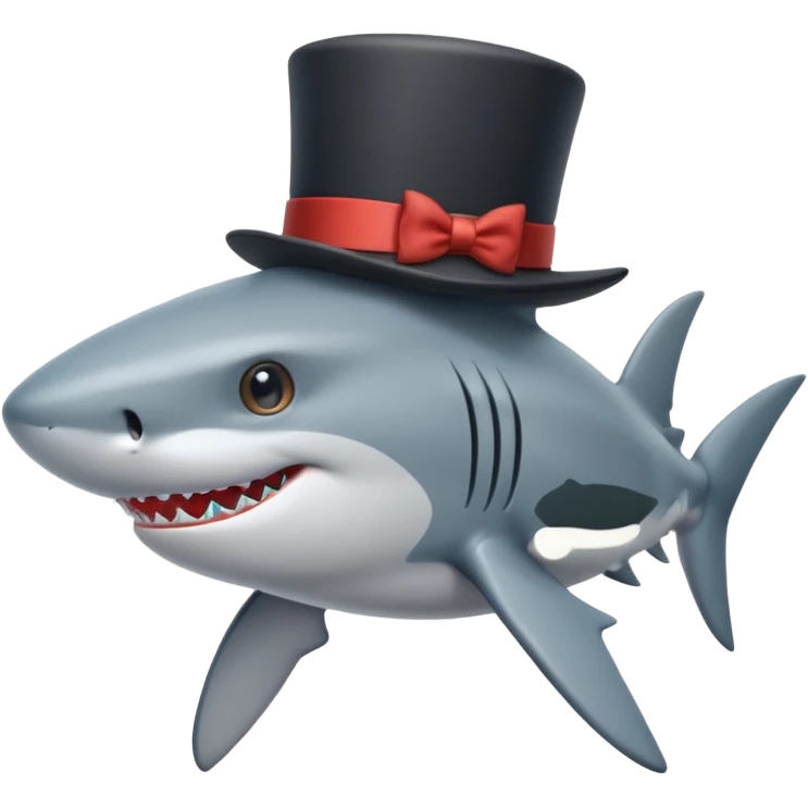 Shark with a top hat emoji