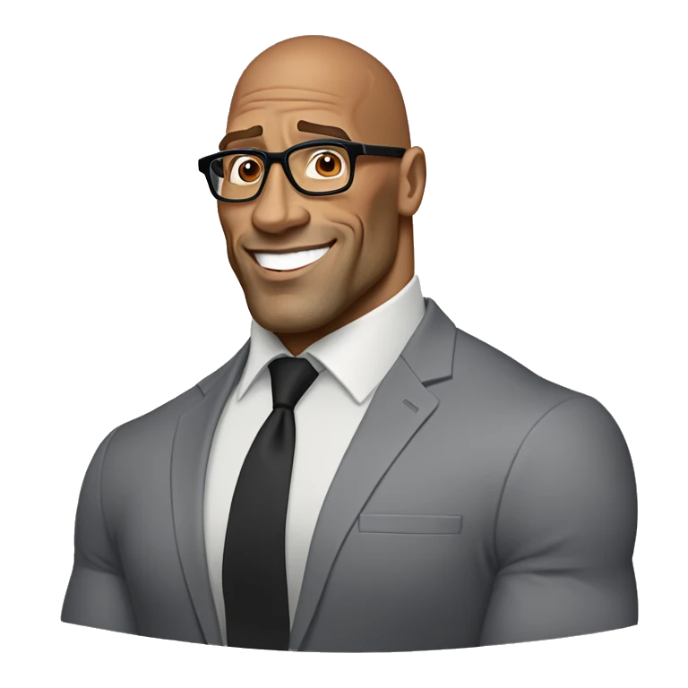 Dwayne the rock Johnson with a man with brown hair and glasses  emoji