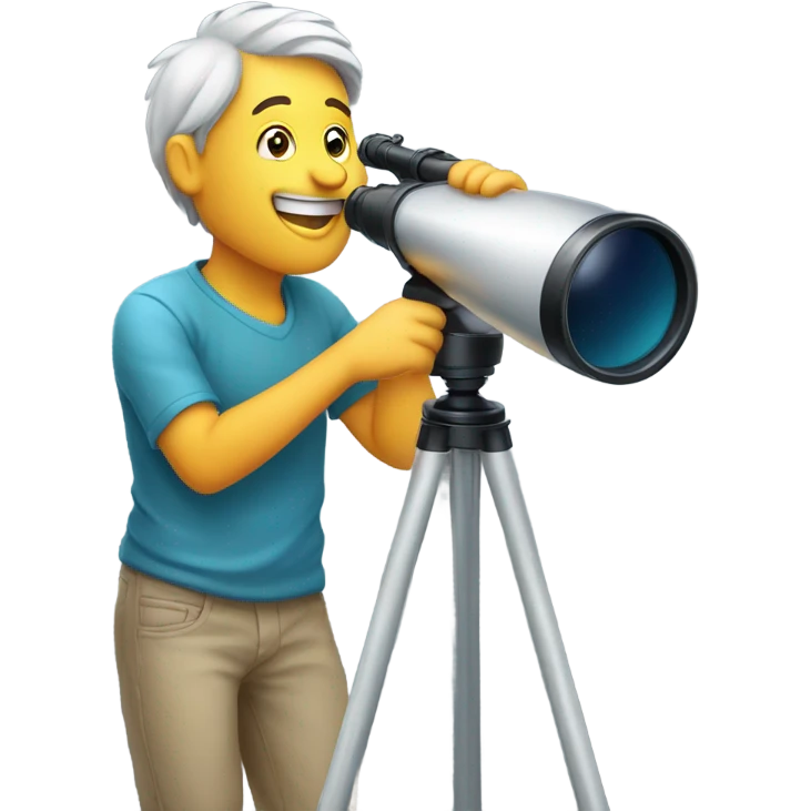 Looking through telescope while smiling  emoji
