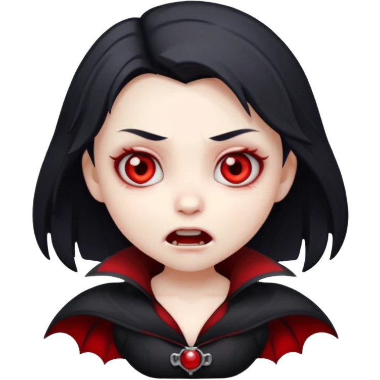 Cartoon Vampire chibi girl, red eyes, a scared expression on her face  emoji
