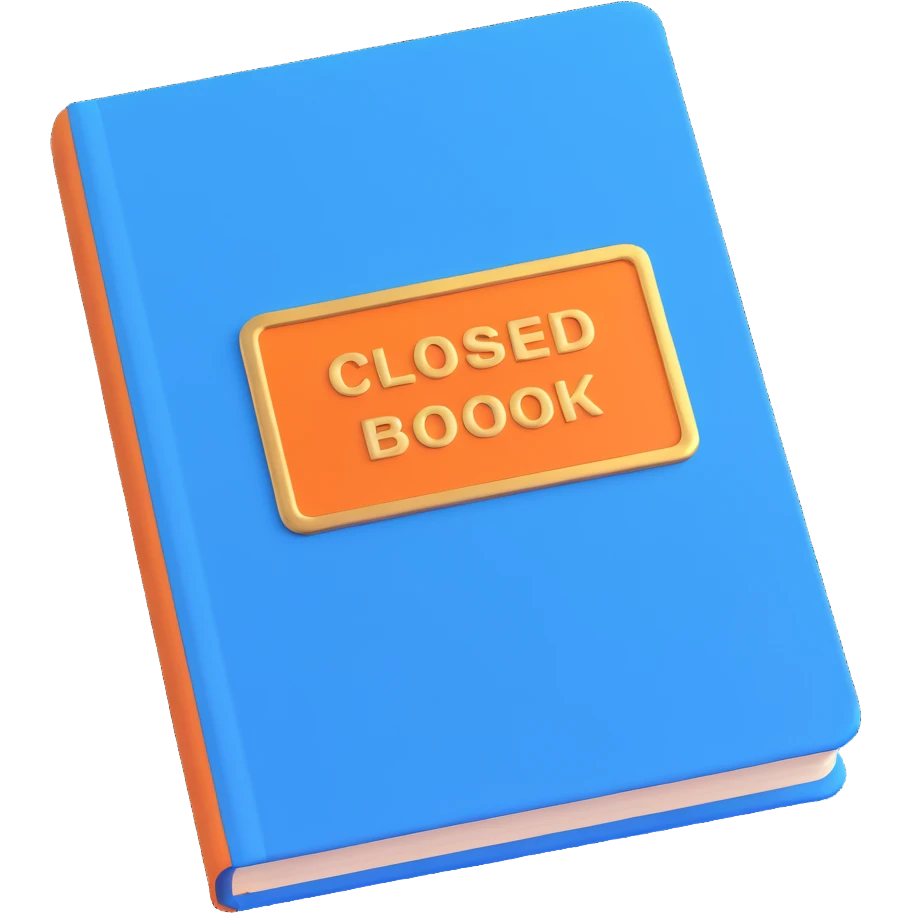 closed blue book with gold title emoji