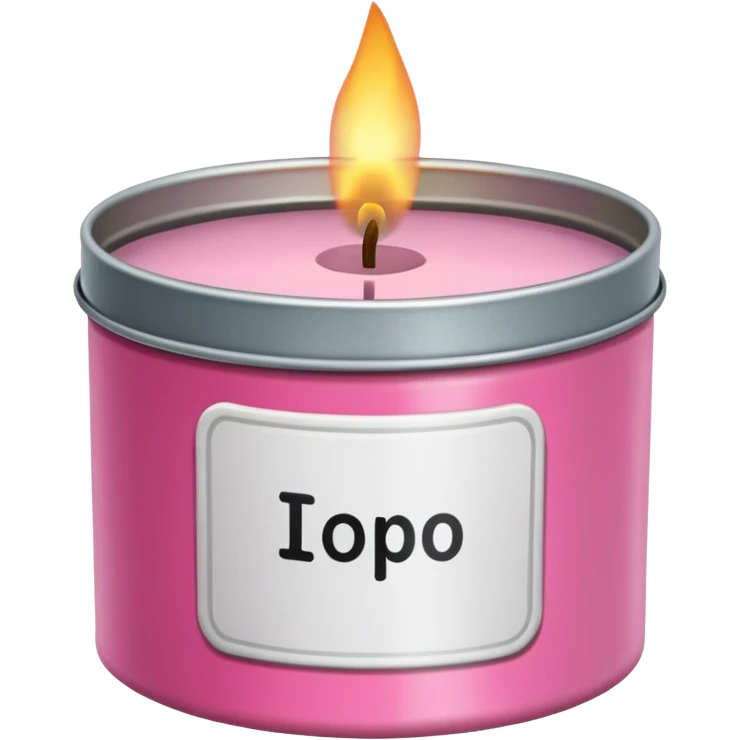 pink candle tin with label emoji