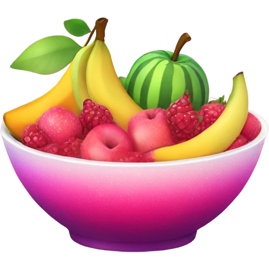 Pink ombre bowl of fruit with glittee emoji