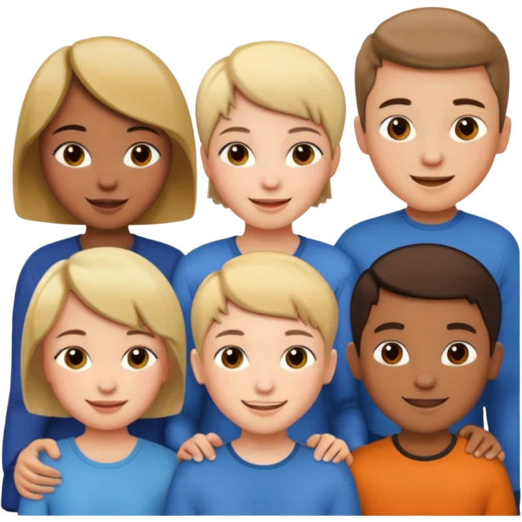 I want a 5 persons, 3 girls, one of them have a short hair, and 2 boys  emoji