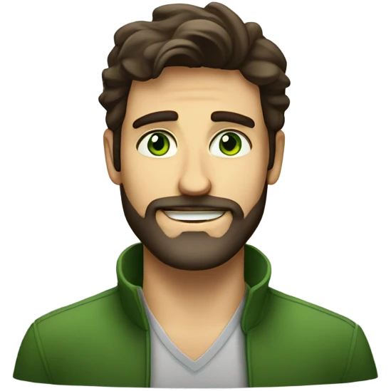 handsome optimist brunette man and beard green eyes emoji