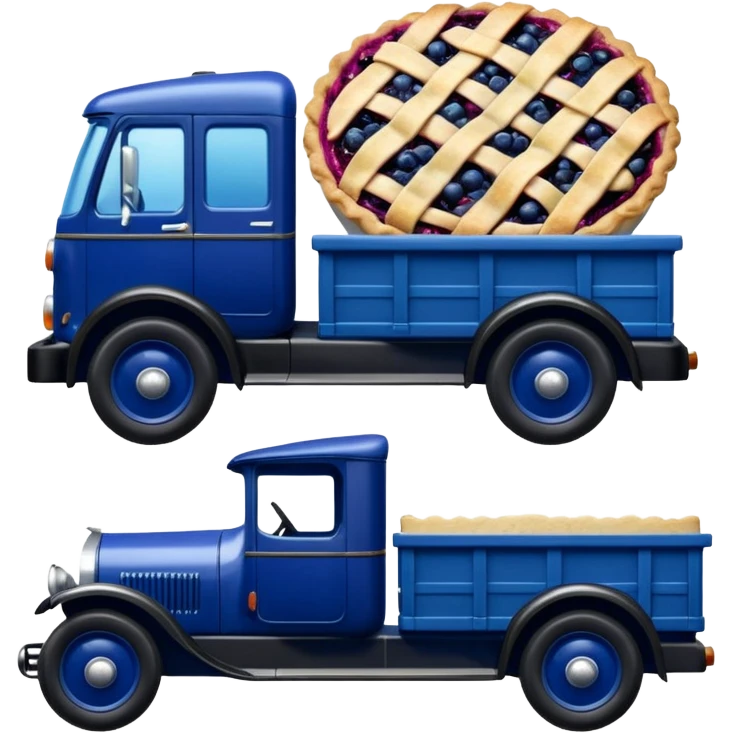 shiny crushed-dark-blue crystal body frozen blueberry pie 1912 antique long-wheelbase cab over durable trails low rider moving truck  emoji