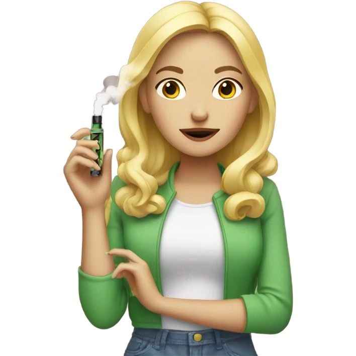 Blonde girl holding two vapes on in each hand  emoji