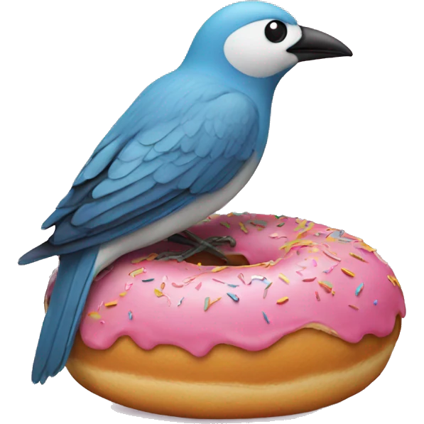 A bird on a donut emoji