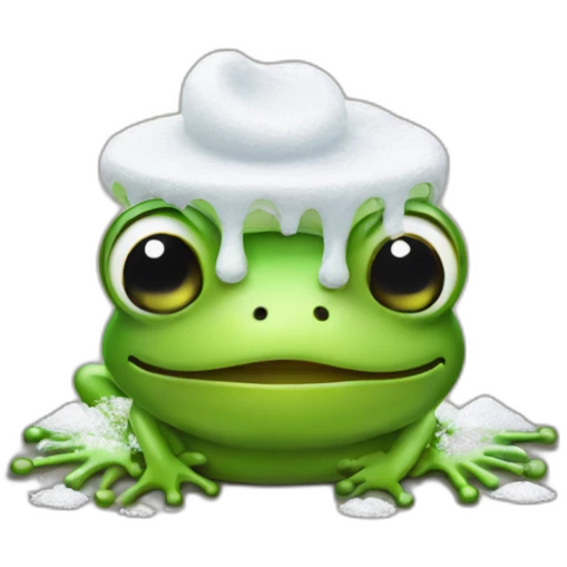 Frog with powdered sugar emoji