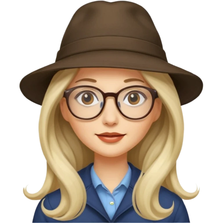 long hair fly with glasses and hat emoji