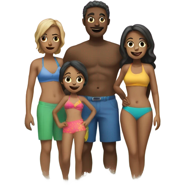 family of five at a beach  emoji