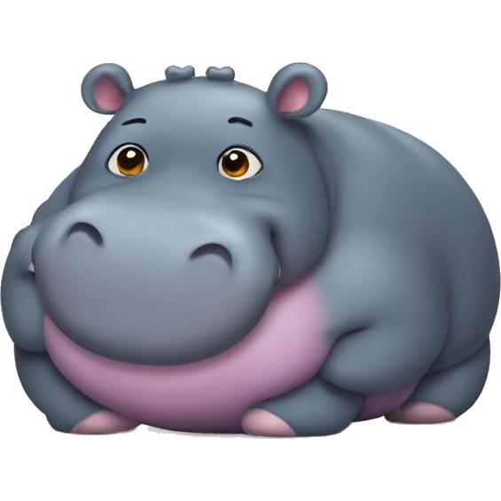 chubby hippo with a belly emoji