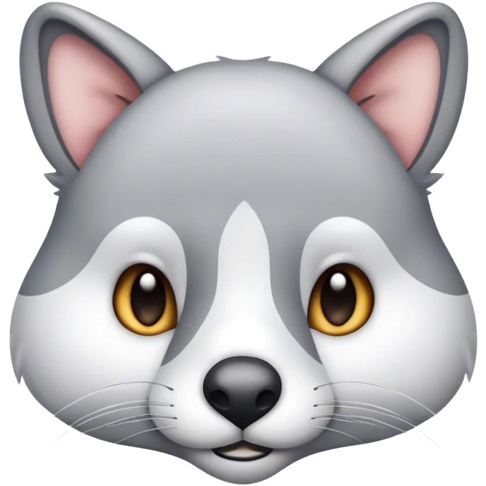 realistic animal portrait gray and white emoji