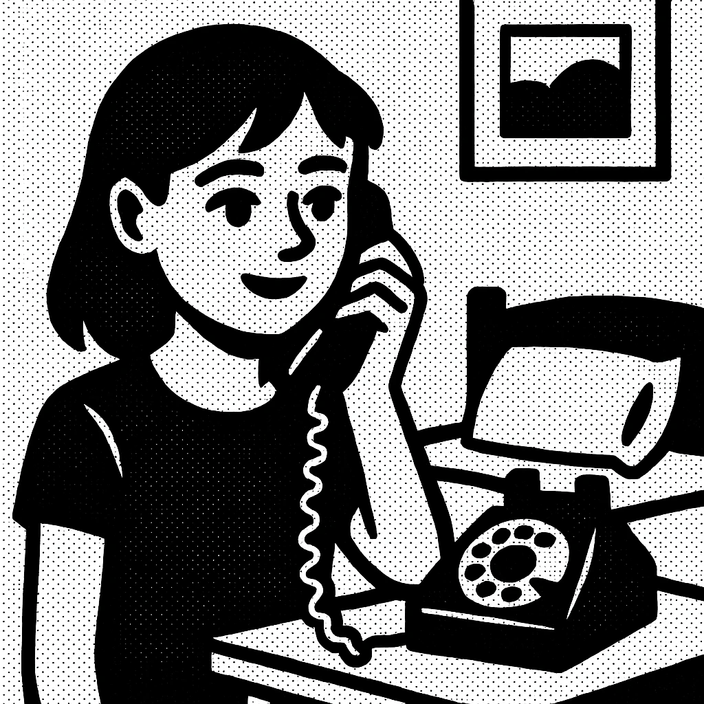 girl talking on telephone in her room emoji