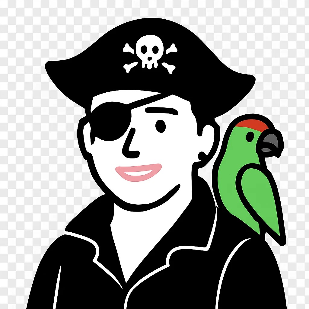 pirate avatar with eye patch and parrot emoji
