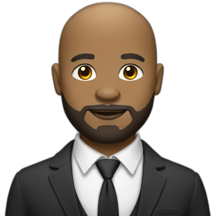 bald light skin black man with beard in a suit emoji