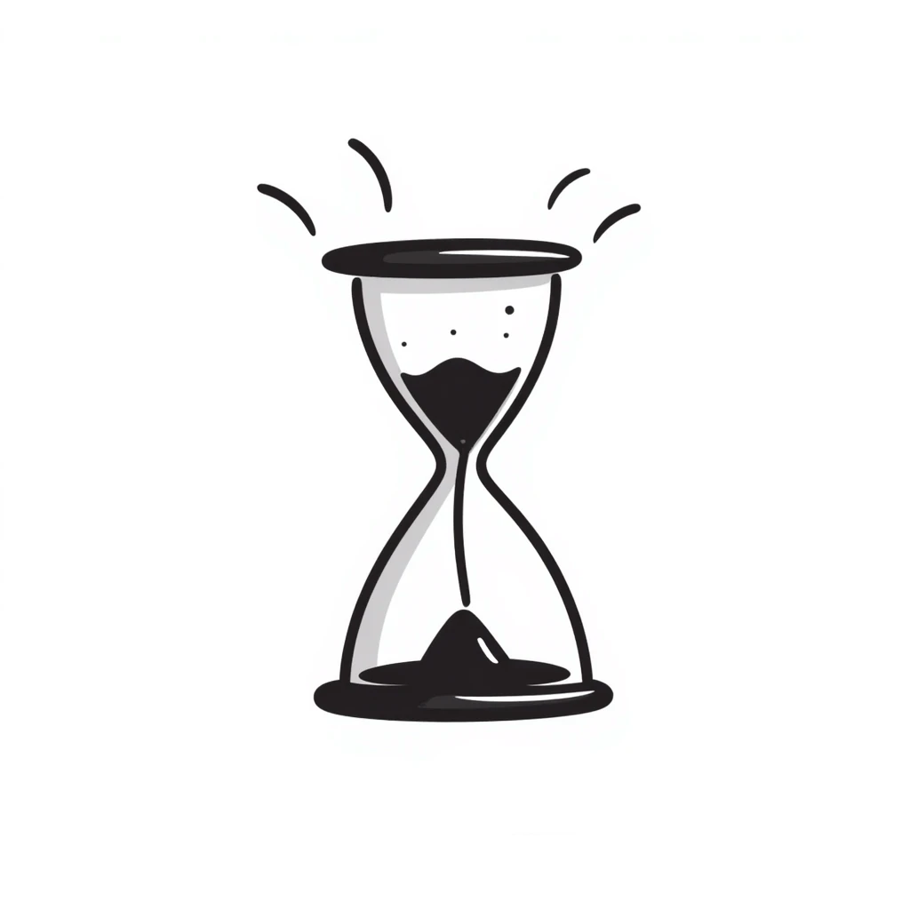 doodle of an hourglass being flipped, sketchy hand-drawn lines, fun and casual, minimal details emoji