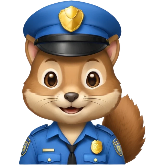 squirrel policeman emoji, simple, clear police hat and badge, friendly expression emoji