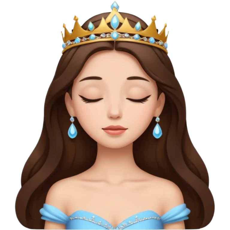 a brunette hair beautiful princess closing her eyes calmly emoji