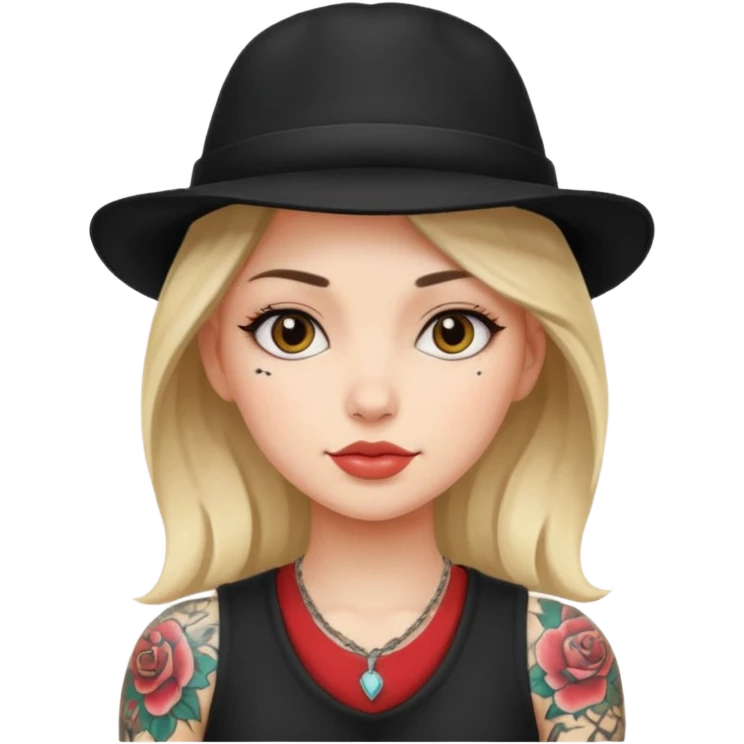 tattoo girl with black hat emoji