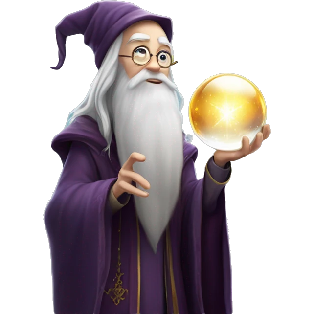 Dumbledore holds a crystal ball in his hand emoji