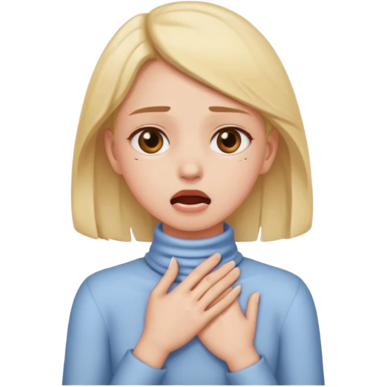 A girl with her hands on her neck choking emoji