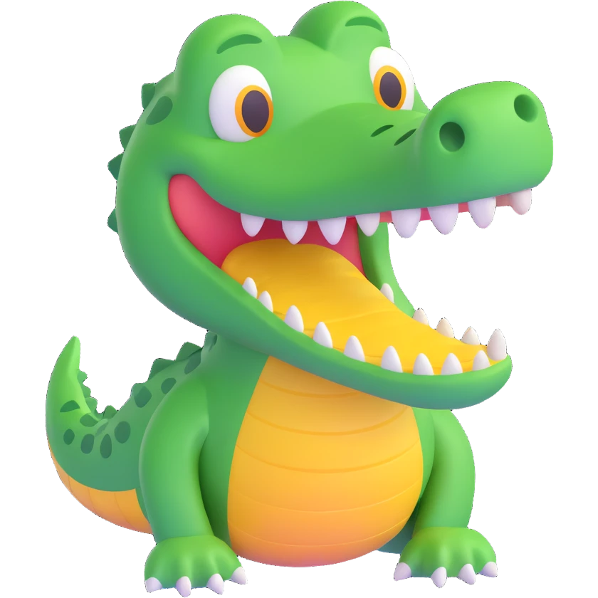 cute crocodile, Microsoft Fluent style 3D emoji emoji