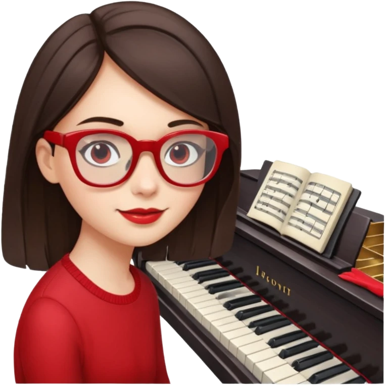 Brunette in red  glassespianista emoji