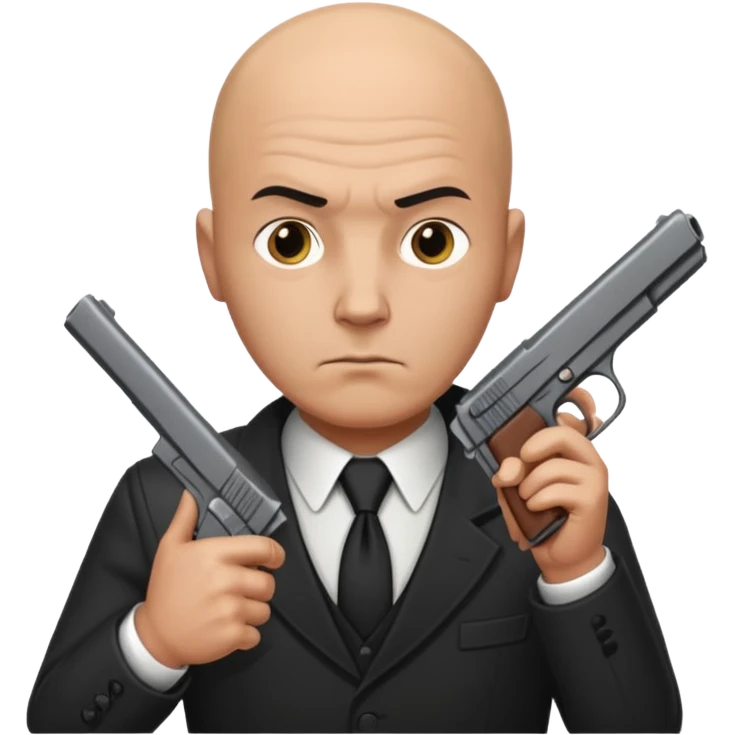 bald hitman with pistol emoji