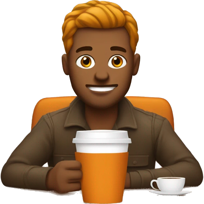 Man drinking a pumpkin spice latte working on a Mac  emoji