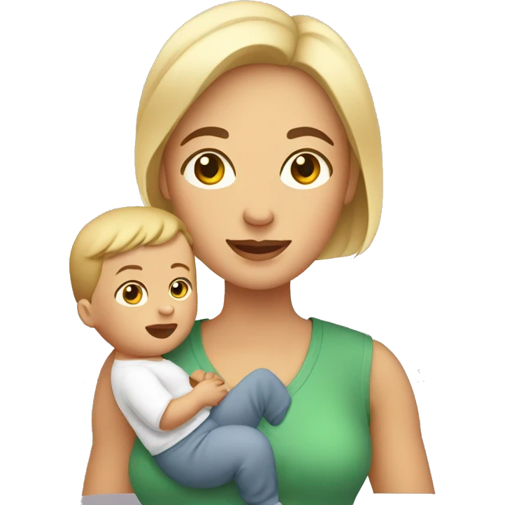 white mom holding little baby emoji